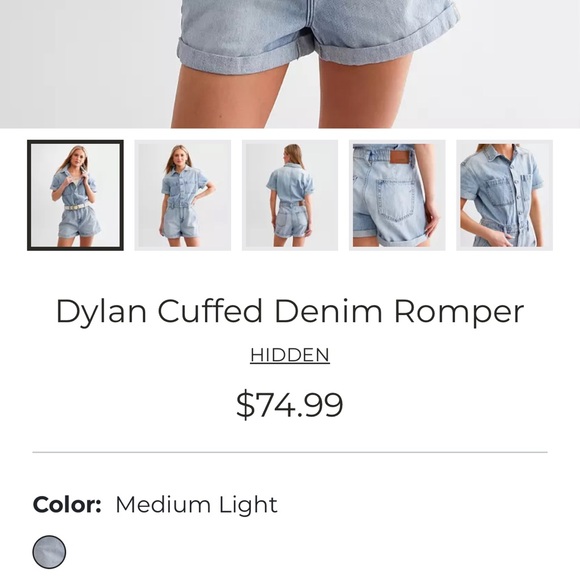 Dylan Cuffed Denim Romper - Picture 7 of 7